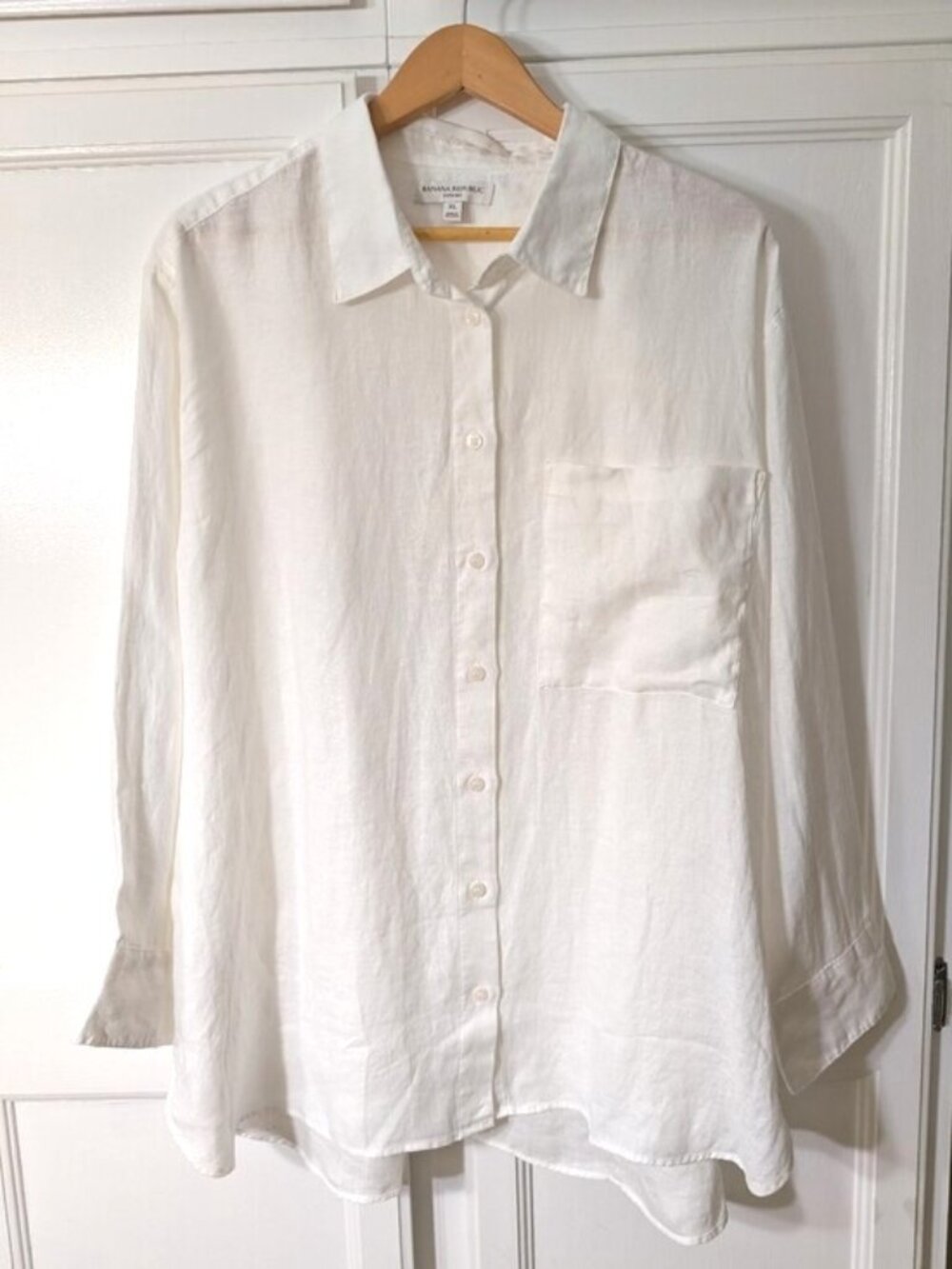NWOT Banana Republic White 100% Linen Button Down Shirt Oversized XL